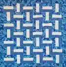 Custom quilt in Rail Fence blue pattern