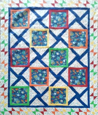 Custom quilt in Calypso pattern