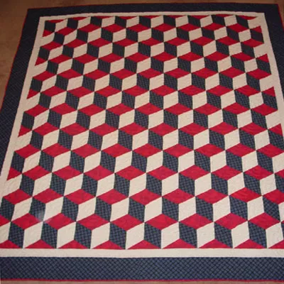 Custom quilt in Tumbling Blocks Pattern